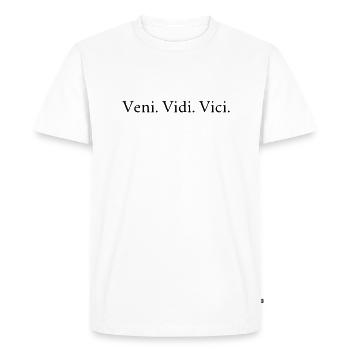 Veni Vidi Vici Quote black lettering - Men's Premium Organic T-Shirt - white - Front - Nico (187cm)
