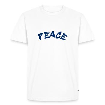 Peace and Love Slogan - Frieden - Men's Premium Organic T-Shirt - white - Front - Nico (187cm)