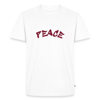 Peace and Love Slogan - Frieden - Men's Premium Organic T-Shirt - white - Front - Nico (187cm)