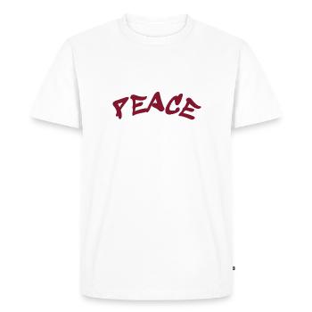 Peace and Love Slogan - Frieden - Men's Premium Organic T-Shirt - white - Front - Nico (187cm)