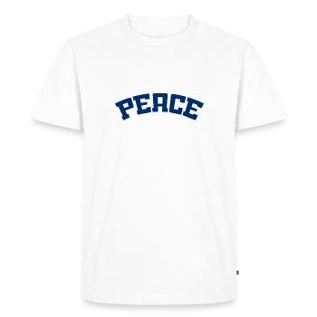 Peace and Love Slogan - Frieden - Men's Premium Organic T-Shirt - white - Front - Nico (187cm)