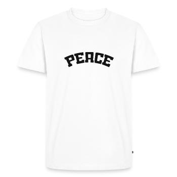 Peace and Love Slogan - Frieden - Men's Premium Organic T-Shirt - white - Front - Nico (187cm)
