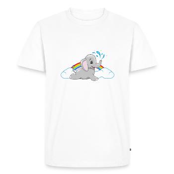 Bébé éléphant se baignant parmi l’arc-en-ciel et les nuages - T-shirt Premium bio Homme - blanc - Devant - Nico (187cm)