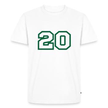 Numéro 20 sport vert - T-shirt Premium bio Homme - blanc - Devant - Nico (187cm)