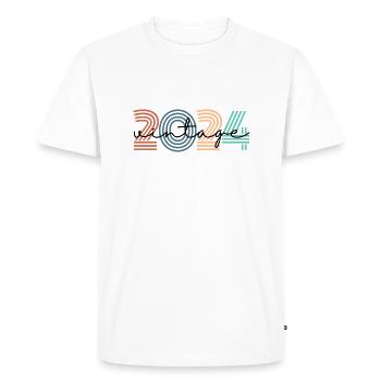 2024 vintage rétro - T-shirt Premium bio Homme - blanc - Devant - Nico (187cm)