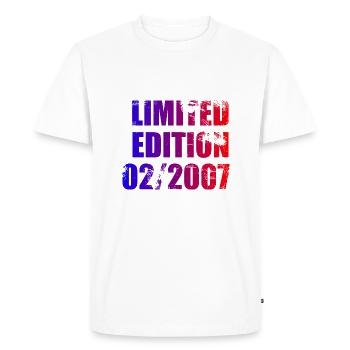 18ème Anniversaire Edition Limitée 02/2007 - T-shirt Premium bio Homme - blanc - Devant - Nico (187cm)