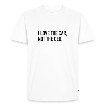 J’aime la voiture, pas le PDG - T-shirt Premium bio Homme - blanc - Devant - Nico (187cm)