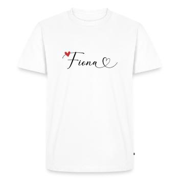 Fiona Nom Prénom Calligraphie coeur - T-shirt Premium bio Homme - blanc - Devant - Nico (187cm)