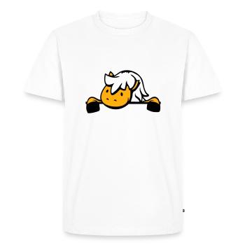 Cheval caché derrière la clôture mur d’écurie porte poney - T-shirt Premium bio Homme - blanc - Devant - Nico (187cm)