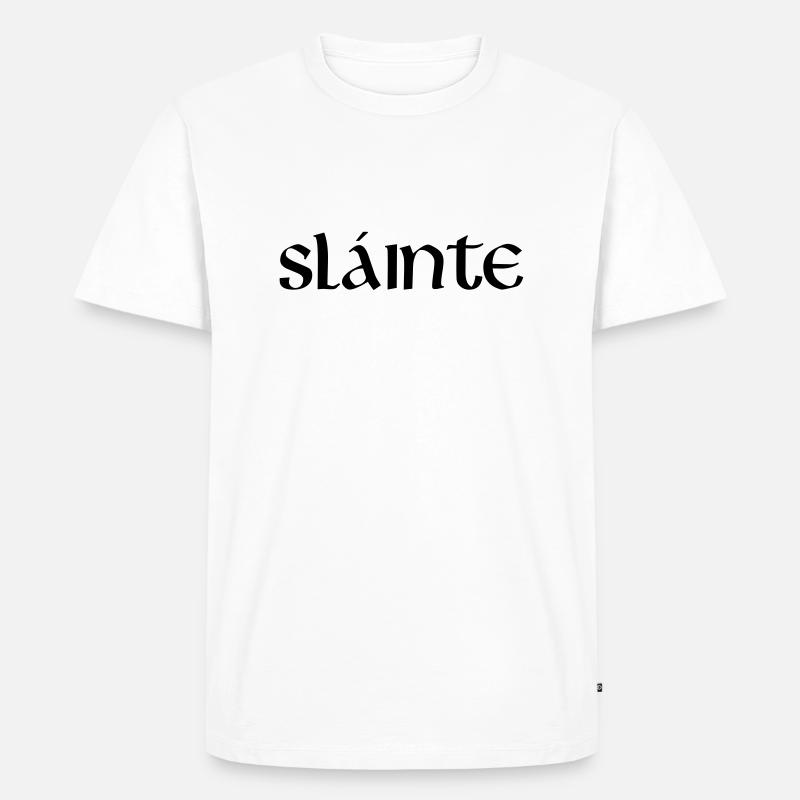 Slainte text de - Männer Premium Bio T-Shirt - Weiß