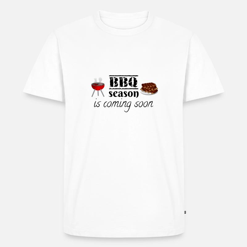 Die Grillsaison kommt bald. - Männer Premium Bio T-Shirt - Weiß