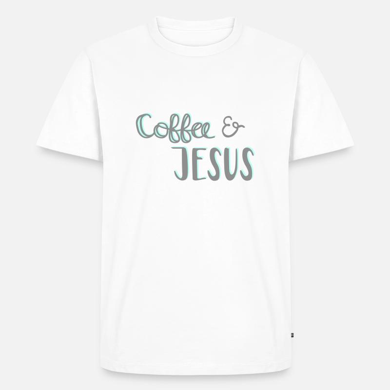 Coffee & Jesus - Männer Premium Bio T-Shirt - Weiß