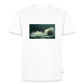 Alien Leviathan attaque un grand voilier - T-shirt Premium bio Homme - blanc - Devant - Nico (187cm)