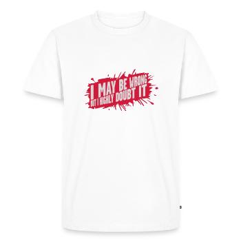 Je peux me tromper - T-shirt Premium bio Homme - blanc - Devant - Nico (187cm)