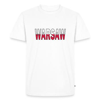 Varsovie aux couleurs nationales - T-shirt Premium bio Homme - blanc - Devant - Nico (187cm)