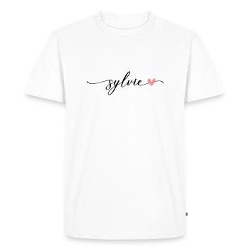 Police de calligraphie Sylvie Name - T-shirt Premium bio Homme - blanc - Devant - Nico (187cm)