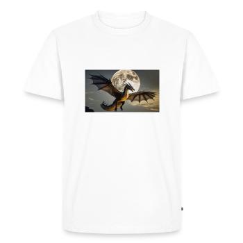 Une pleine lune réaliste et majestueuse de dragon noir - T-shirt Premium bio Homme - blanc - Devant - Nico (187cm)