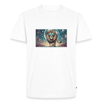 Pun ambiguous expression – Partylöwe (socialite) - Men's Premium Organic T-Shirt - white - Front - Nico (187cm)