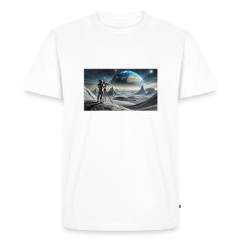 grey alien on the moon surface – observing earth - Men's Premium Organic T-Shirt - white - Front - Nico (187cm)