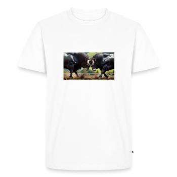 Comportement de domination des Bulls d’Hérens - T-shirt Premium bio Homme - blanc - Devant - Nico (187cm)
