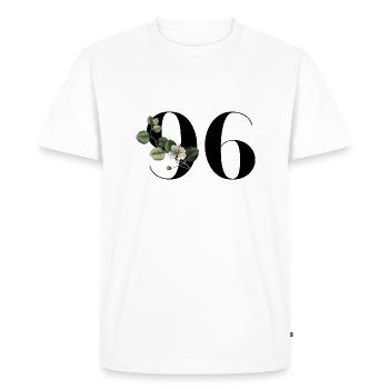 Numéro 96 floral vert - 96e anniversaire floral - T-shirt Premium bio Homme - blanc - Devant - Nico (187cm)