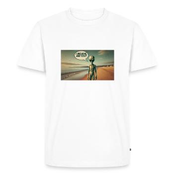 Alien sur la plage - T-shirt Premium bio Homme - blanc - Devant - Nico (187cm)