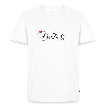 Bella Surname First name Calligraphy Heart - Men's Premium Organic T-Shirt - white - Front - Nico (187cm)