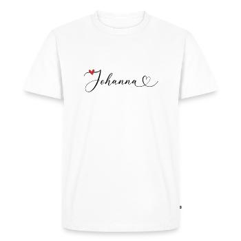 Johanna Nom Prénom Calligraphie coeur - T-shirt Premium bio Homme - blanc - Devant - Nico (187cm)