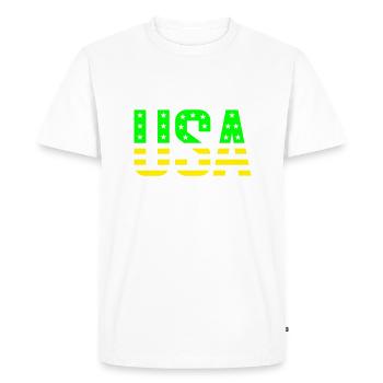 États-Unis vert jaune - T-shirt Premium bio Homme - blanc - Devant - Nico (187cm)
