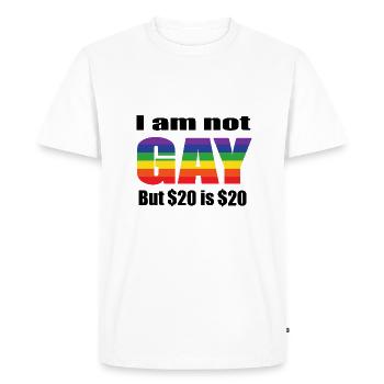 Je ne suis pas gay mais 20 $ c'est 20 $ - T-shirt Premium bio Homme - blanc - Devant - Nico (187cm)