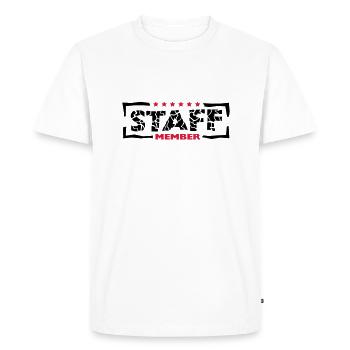 Staff Member Friends Team Staff Crew Logo - Men's Premium Organic T-Shirt - white - Front - Nico (187cm)