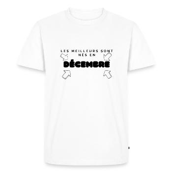 Les meilleurs sont nés en Décembre - T-shirt Premium bio Homme - blanc - Devant - Nico (187cm)