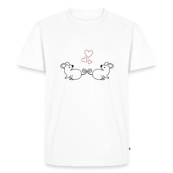 Souris amoureuses - T-shirt Premium bio Homme - blanc - Devant - Nico (187cm)