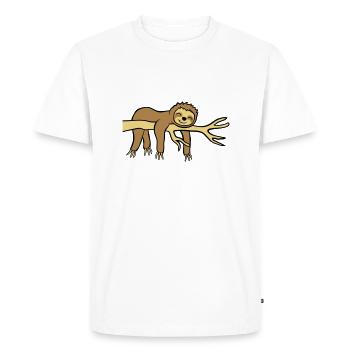 Joyeux paresseux suspendu - T-shirt Premium bio Homme - blanc - Devant - Nico (187cm)