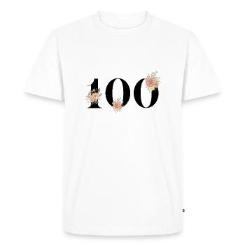 100e anniversaire fleuris (Cadeau de 100 ans) - T-shirt Premium bio Homme - blanc - Devant - Nico (187cm)