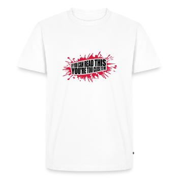 too close to me - Men's Premium Organic T-Shirt - white - Front - Nico (187cm)