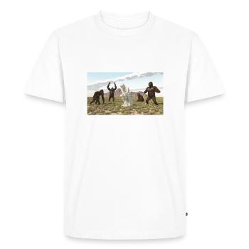 Gorillas with Thinker Sculpture - Men's Premium Organic T-Shirt - white - Front - Nico (187cm)