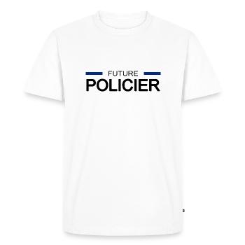 Future policier - T-shirt Premium bio Homme - blanc - Devant - Nico (187cm)