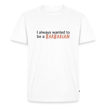Character class: Barbarian (White) - Men's Premium Organic T-Shirt - white - Front - Nico (187cm)