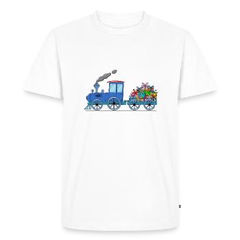 Train pour enfants avec remorque en bleu - T-shirt Premium bio Homme - blanc - Devant - Nico (187cm)
