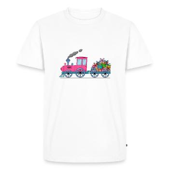 Train pour enfants avec remorque rose - T-shirt Premium bio Homme - blanc - Devant - Nico (187cm)