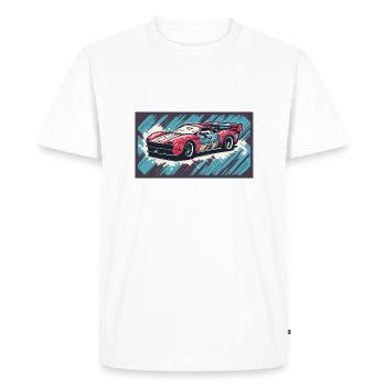 Voiture de course Rouge-Bleu - T-shirt Premium bio Homme - blanc - Devant - Nico (187cm)
