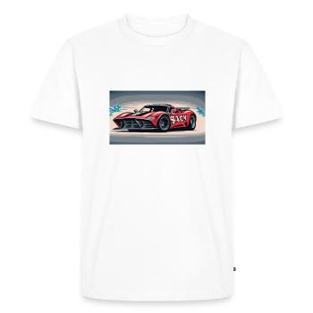 Voiture de course enveloppée dans la brume - T-shirt Premium bio Homme - blanc - Devant - Nico (187cm)