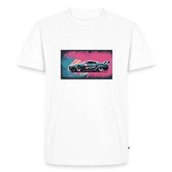 Voiture de course bleu-violet - T-shirt Premium bio Homme - blanc - Devant - Nico (187cm)