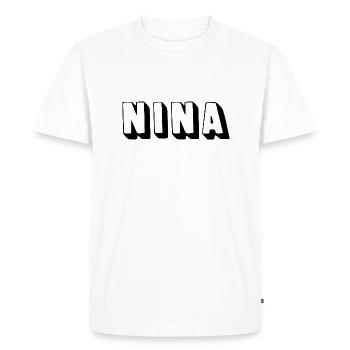 Name - Nina - Men's Premium Organic T-Shirt - white - Front - Nico (187cm)