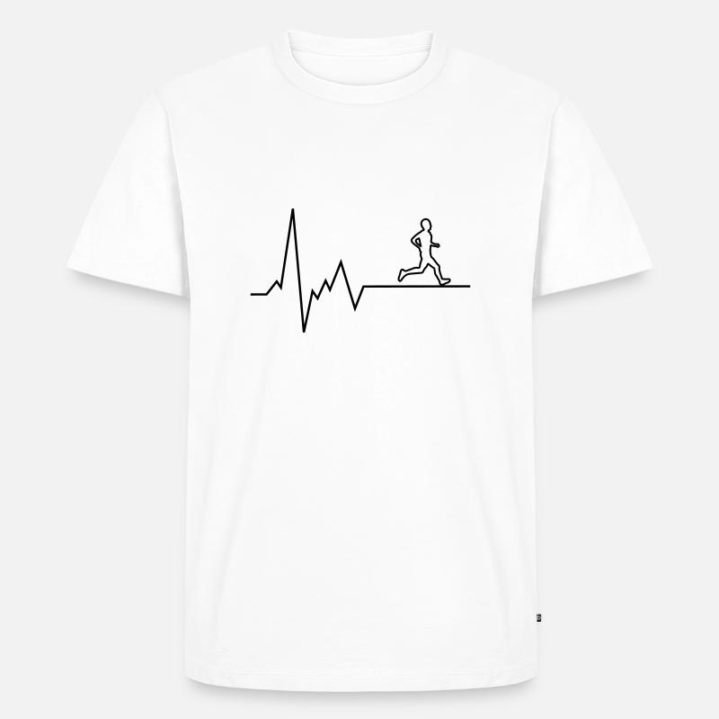 Herzschlag Läufer - Männer Premium Bio T-Shirt - Weiß