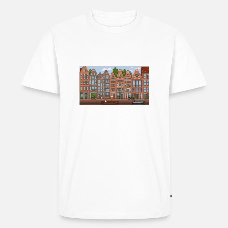 Stadtzentrum Amsterdam - Pixel Art - Männer Premium Bio T-Shirt - Weiß