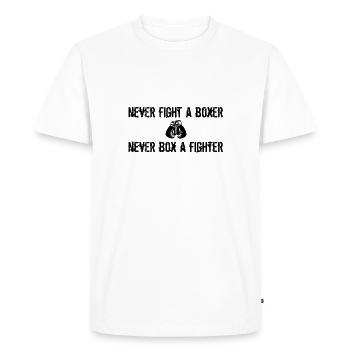 Ne jamais combattre un boxeur - T-shirt Premium bio Homme - blanc - Devant - Nico (187cm)