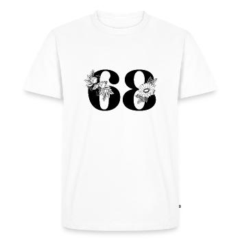 Numéro 68 floral noir - 68e anniversaire floral - T-shirt Premium bio Homme - blanc - Devant - Nico (187cm)