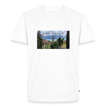 Lugano, Switzerland - Men's Premium Organic T-Shirt - white - Front - Nico (187cm)